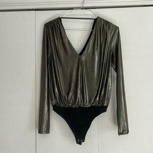 Metallic body suit top